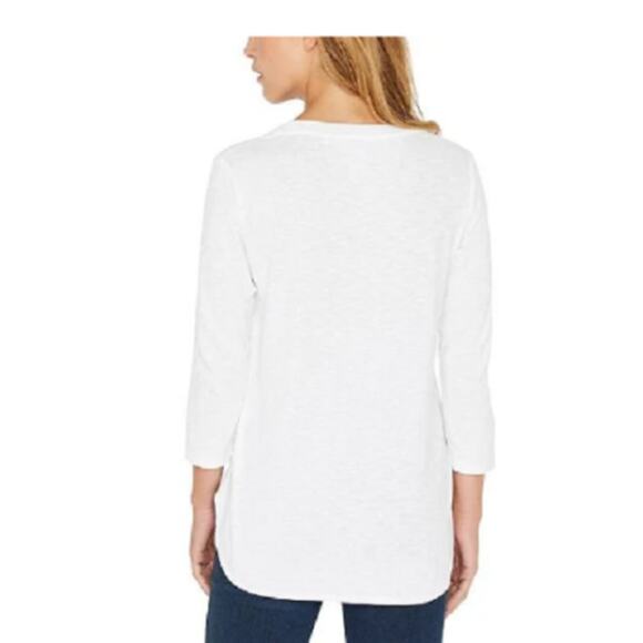 Slub Tee Kirkland Signature White XXL Curved Hem Layering Hi Low Relaxed Cotton - Picture 4 of 8